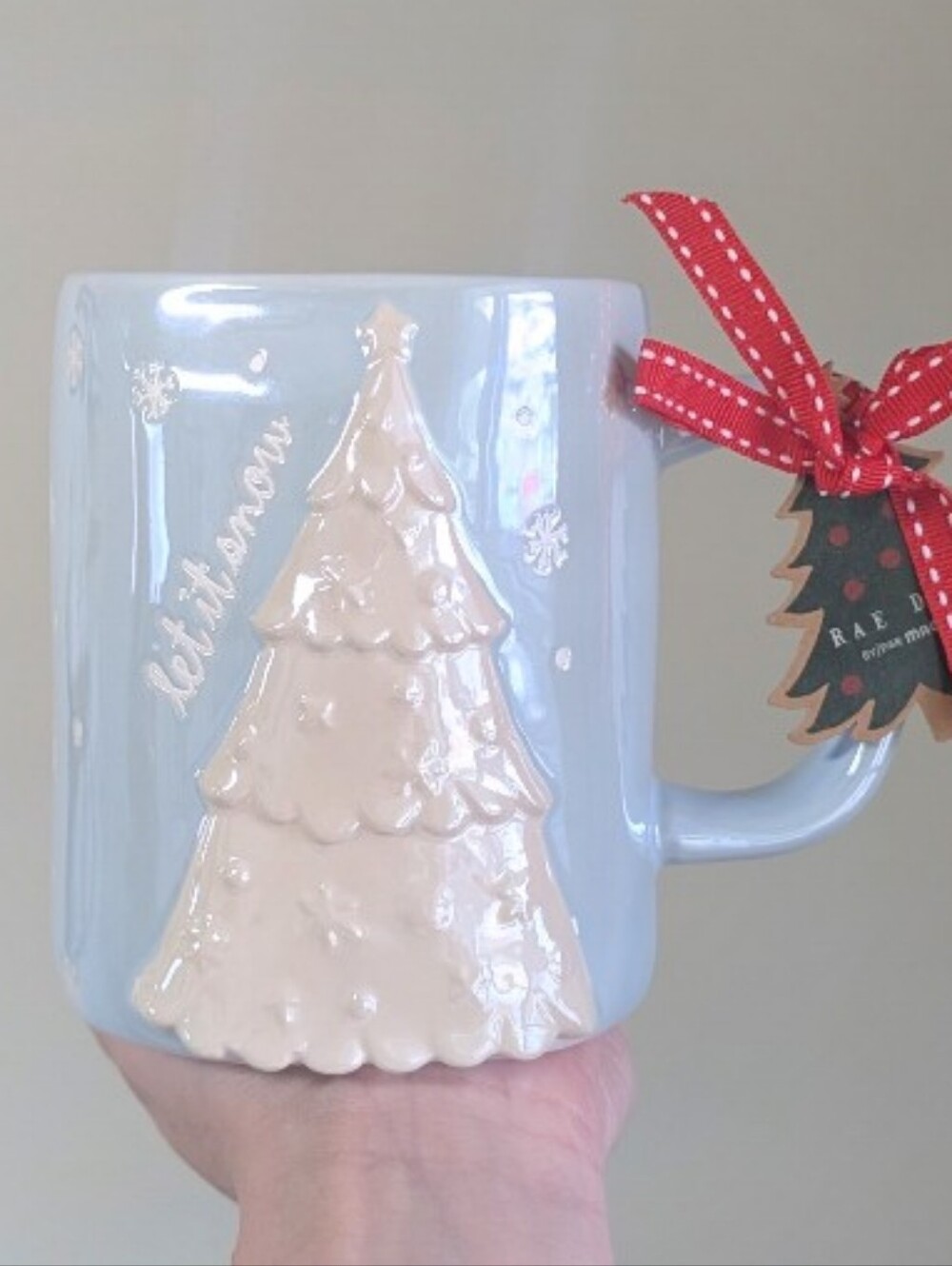 Rae Dunn LET IT SNOW ❄️🎄 Winter Mug with Embossed Design & Iridescent Finish
